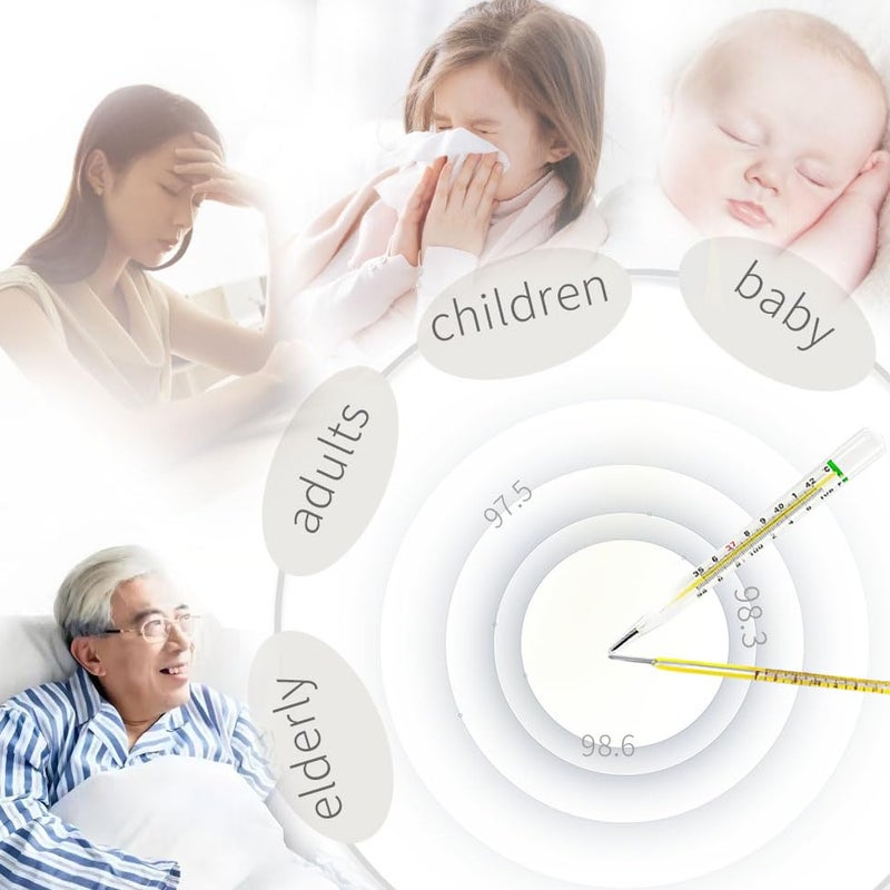 AiBi TECH ℉ & ℃ Oral Thermometer for Adults and Kids 2PCS - Glass Basal Body Thermometer - Rectal Body Thermometer for Baby - Non Digital Infrared Thermometer - Accurate Easy Reading by - Image 5